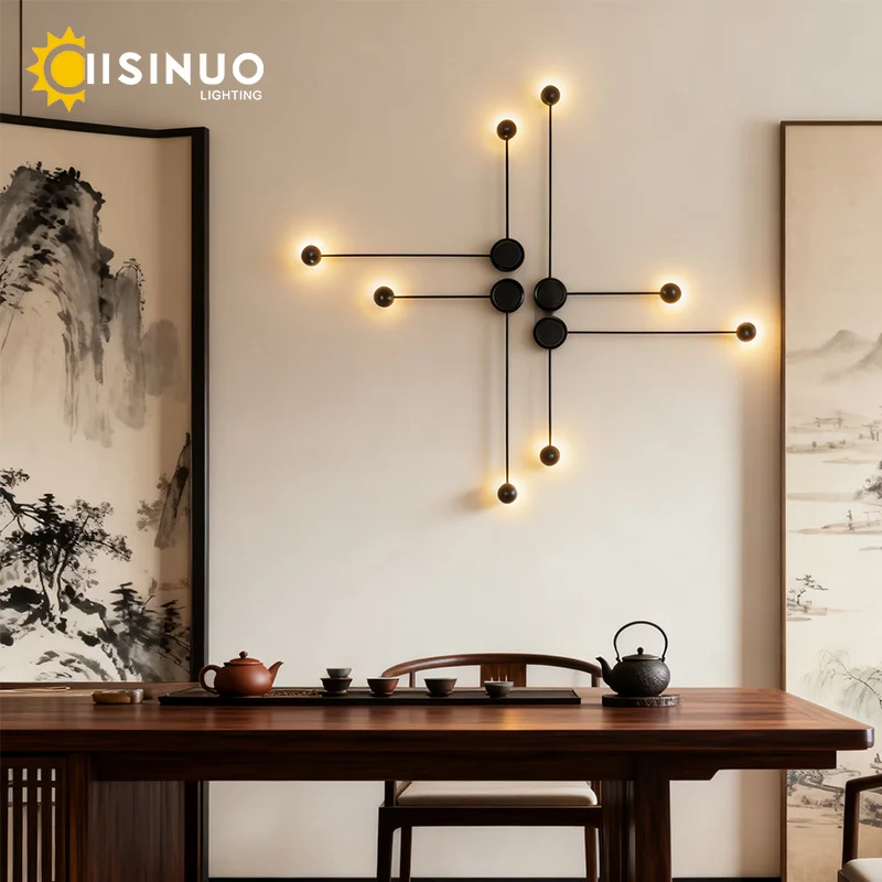 

Postmodern Wall Lamp Iron Line Style Bedside Scones Black/White Color for Bedroom Background Wall Decora Restaurant Bar Lighting