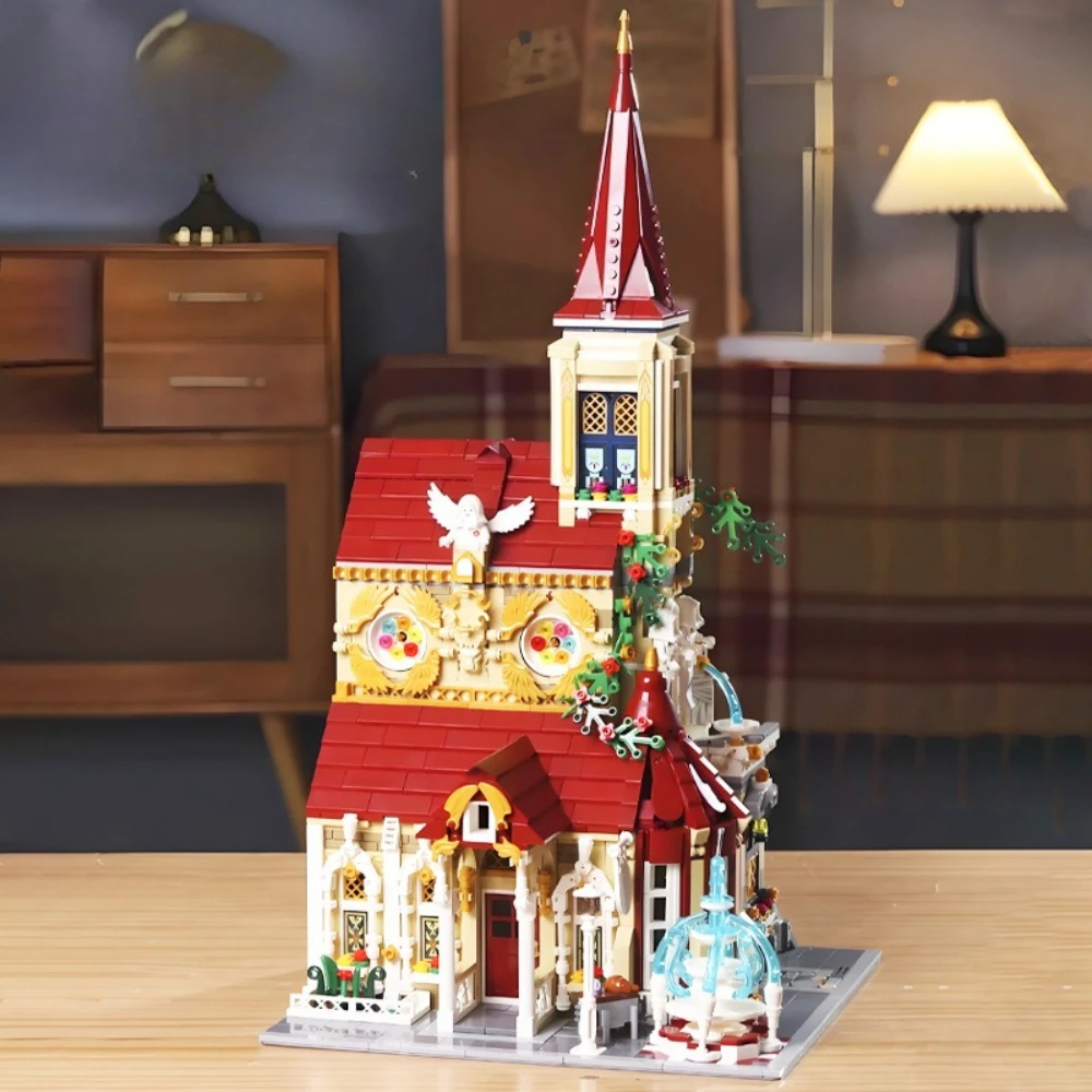 

MOC Classical Style Rose Abbey European Church Building Blocks Set Medieval Monastery House Idea Toys For Children Birthday Gift