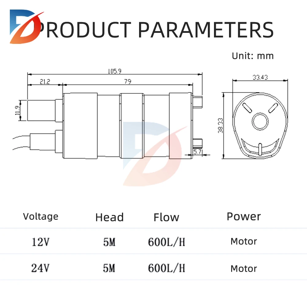 JT-500 DC12V 24V 17W head 5 meters 10L/M DC submersible pump 1.2A micro pump equipment pump straight pump submersible pump