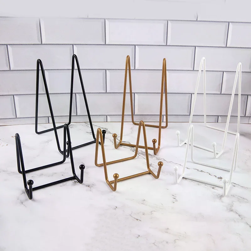 Iron Art Magazine Display Stand Dish Rack Plate Bowl Picture Frame Photo Book Pedestal Holder Home Decoration Storage Ornaments