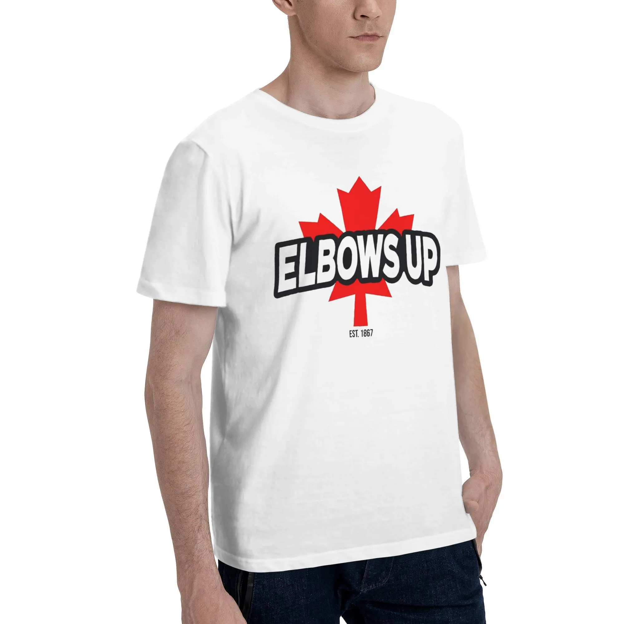 Men's Elbows Up Canada T Shirts True North Strong and Proud Canadian Cotton Tees Beach Y2K Short-Sleeved T Shirt O Neck Tshirt