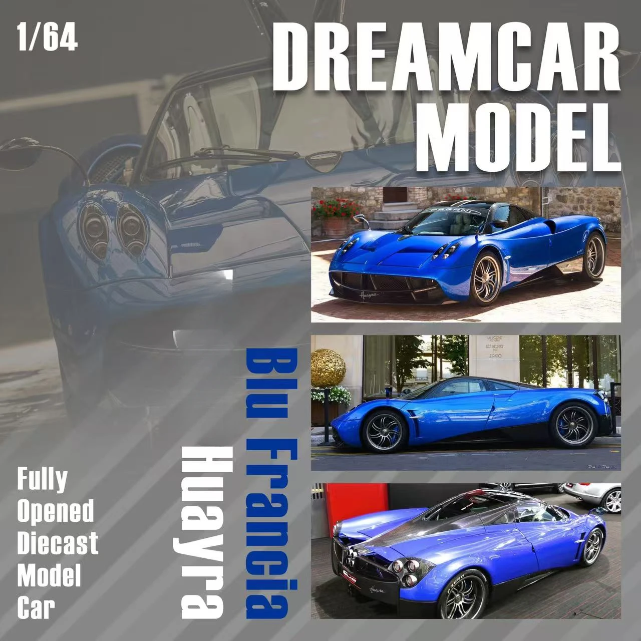 **الطلب المسبق **DREAM CAR MODEL 1:64 Huayra Coupe 2014 نموذج سيارة Diecast مفتوح بالكامل