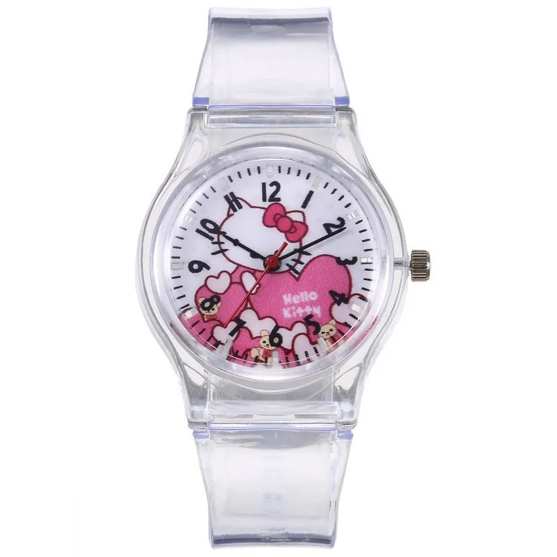 New Sanrio HelloKitty Pochacco Anime Characters Electronic Watch Student Printing Transparent Wild Creative Watch Christmas Gift