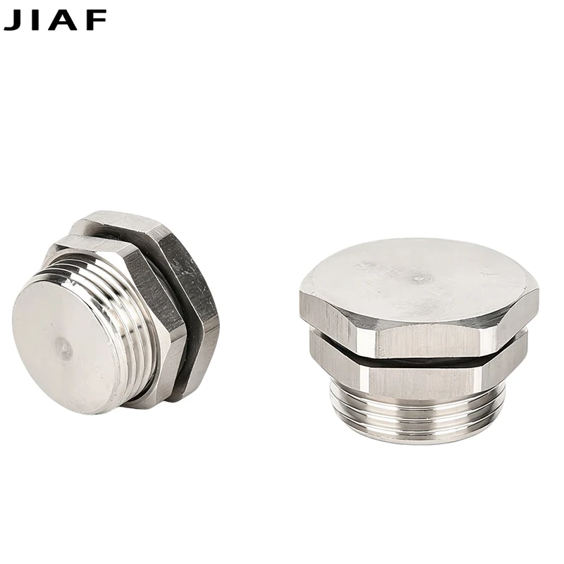 1PCS 304 Stainless Steel Outer Hexagonal Solid Explosion‑Proof Plug M12‑M50×1.5 Male Thread Gasket Sealing Plug for Cable Gland