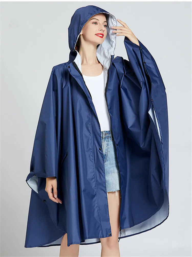 Hooded Rain Coat Cover Trench Poncho Cloak Impermeable Raincoat Backpack Women Men Waterproof Zipper Stylish Fashion Oversize