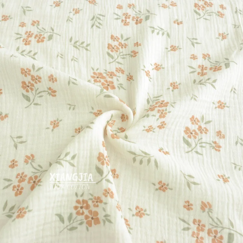 135x50 سنتيمتر طبقة مزدوجة نسيج القطن الشاش الأزهار طباعة كريب ملابس خاصة ملابس المنزل المواد جاهزة الأسهم الخياطة القماش