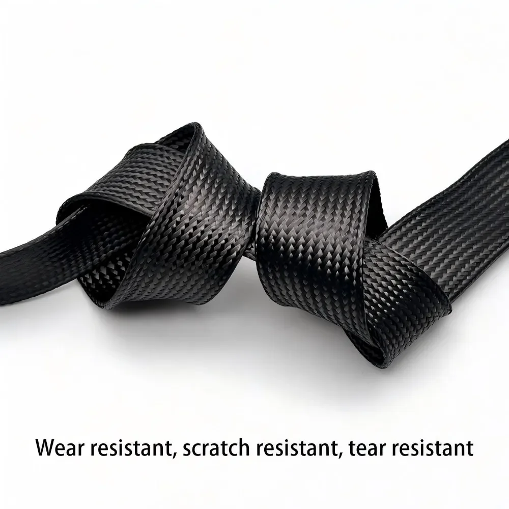 Carbon Fiber Braide Cable Sleeve ID4-80mm Conductive Shielding Wire Sleeve HighTemp Resistant Hollow Mesh Bushing Carbon Sleeve