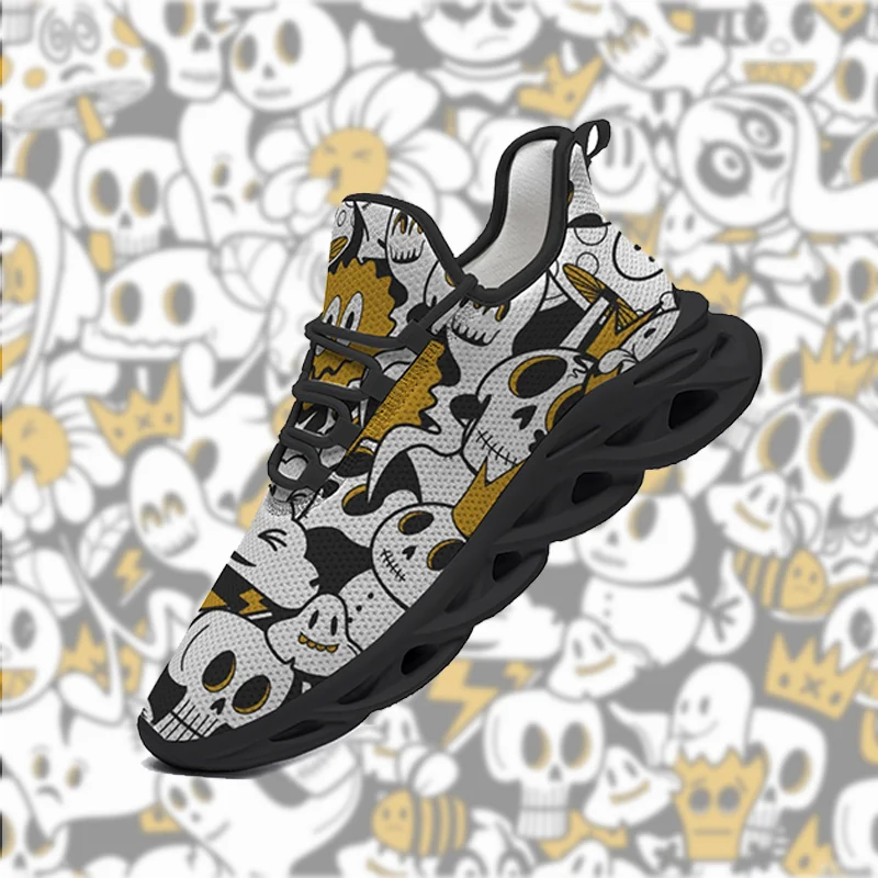 أحذية رياضية كاجوال بطباعة شبح كرتوني، أحذية كاجوال مخصصة للرجال والنساء #1