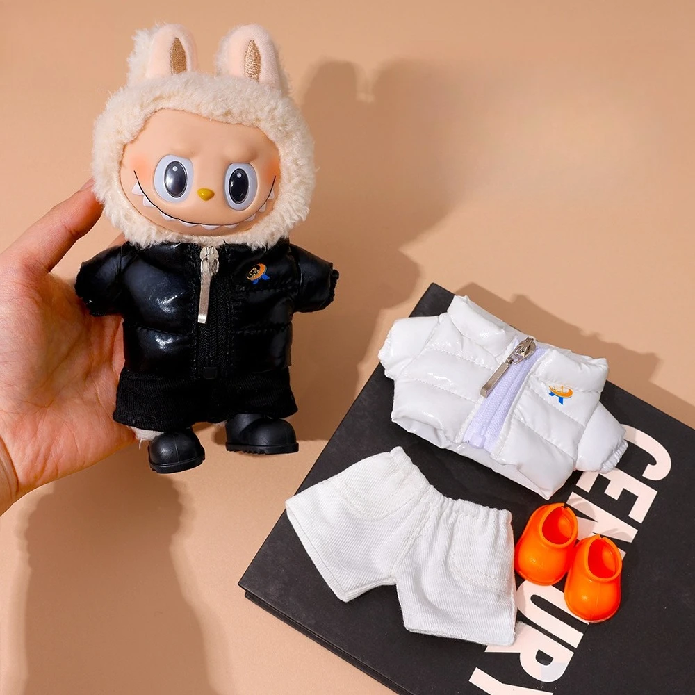 

For 15cm 17cm Labubu Doll Winter Down Jackets Skiwear Outfit Clothes Fashion Down Coat With Pants Shoes Complete Clothing Ropa