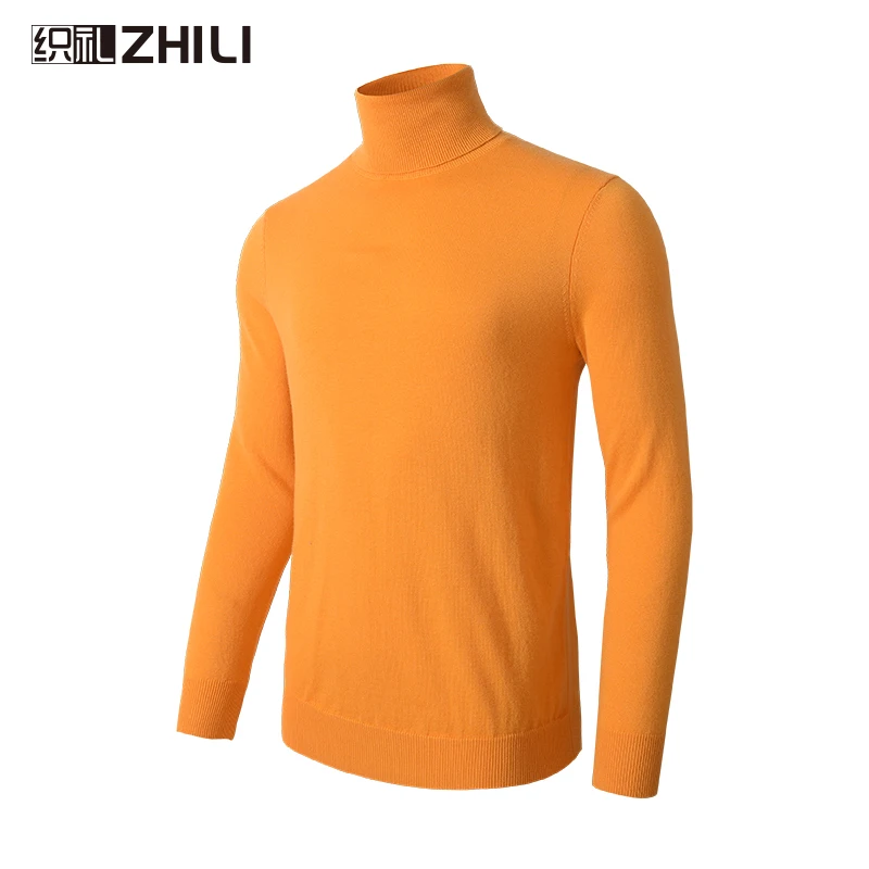 

Men's woolen sweater with warm and comfortable high collar sweater, solid color autumn and winter top