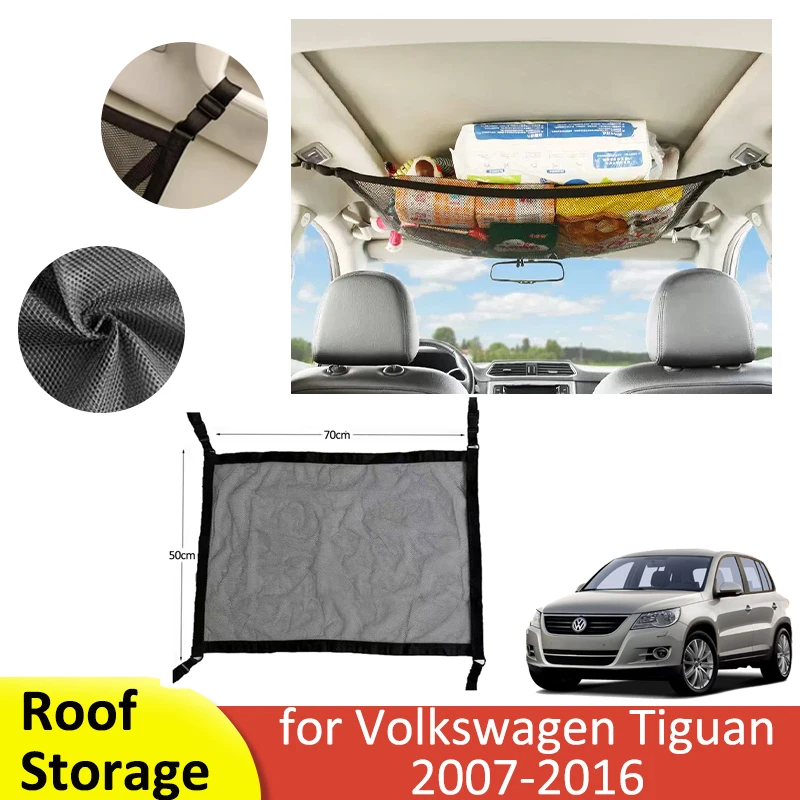 For VW Volkswagen Tiguan 1 MK1 5N 2007-2016 2015 2013 Car Roof Storage Net Luggage Suspended Network Stowing Interior Accessorie