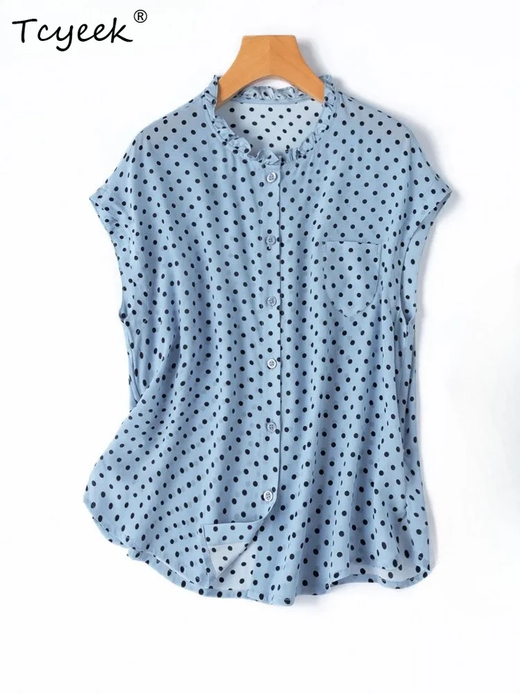 

Tcyeek 100% Natural Mulberry Silk Shirt Womens Tops 2026 Elegant Shirts for Women Blouses Summer Clothes Loose Футболка Женская