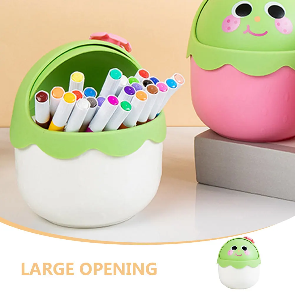 

Lovely Strawberry Trash Bin Mini Desktop Wastebasket Plastic Storage Container Cute Decorative Item
