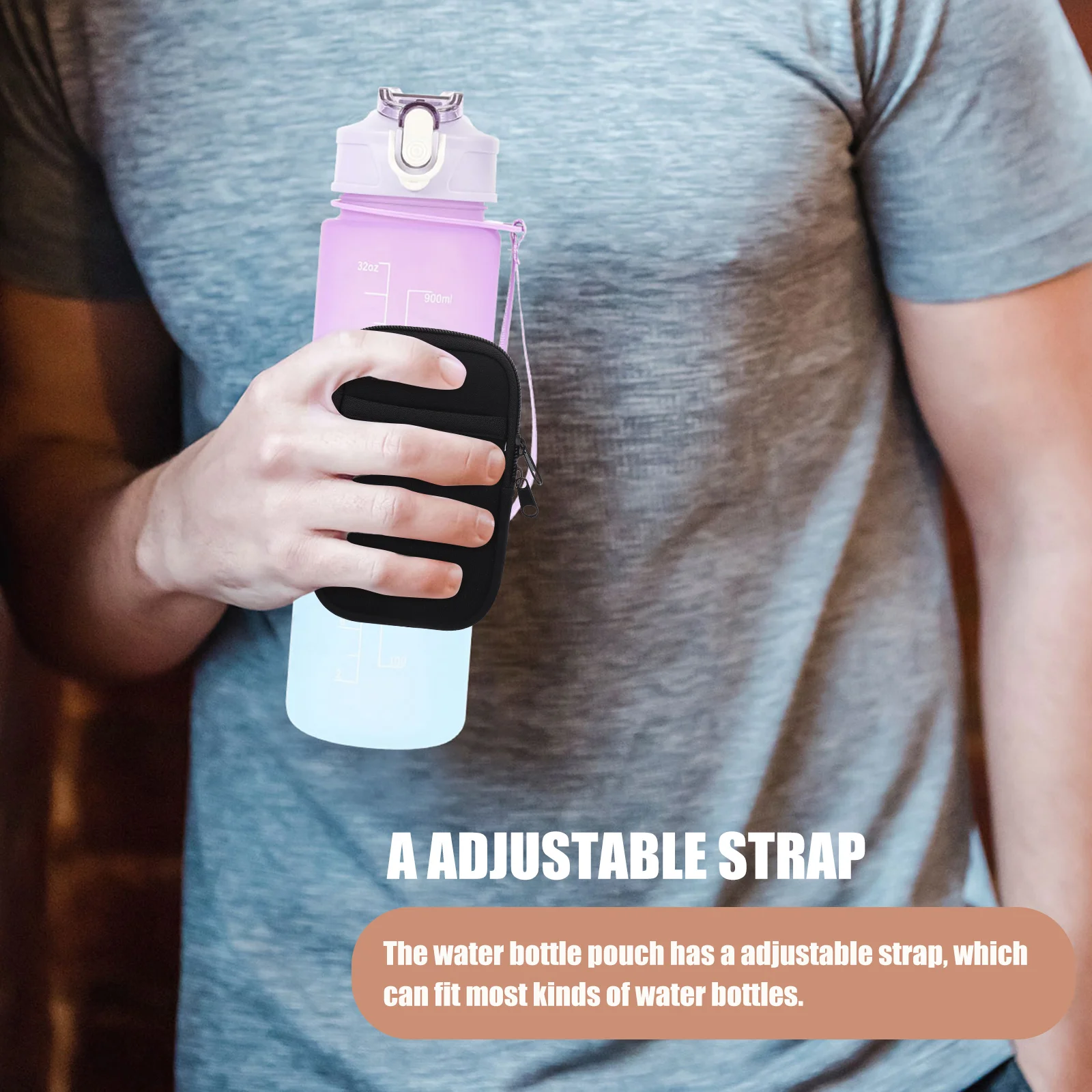 

Anti-Slip Cup Sleeve Neoprene Water Bottle Pouch Portable Tumbler Bag Outdoor Cup Accessory Small Pocket Adjustable Strap