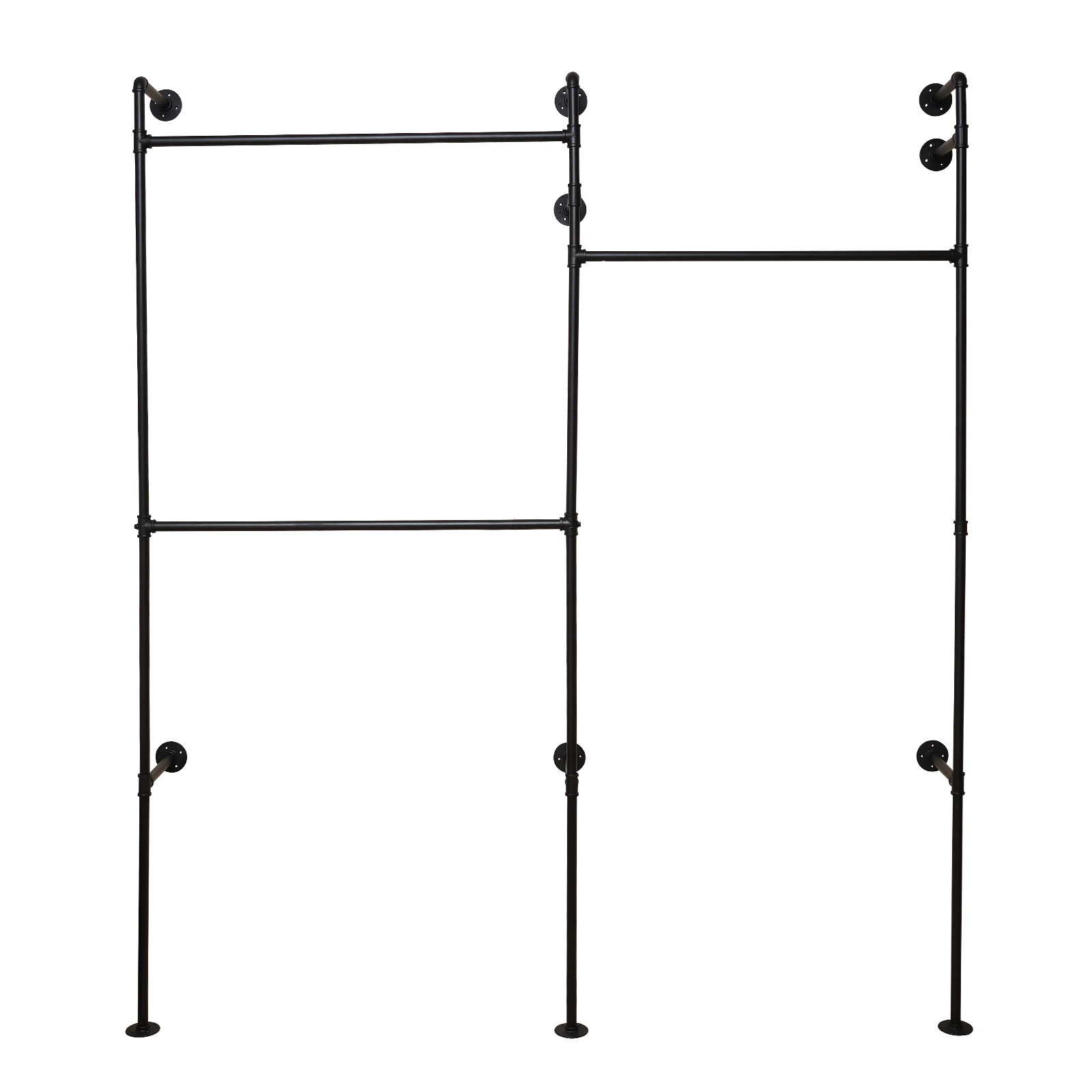 Industrial Pipe Clothes Rack Wall Mounted Garment Rack Closet Display Storage Garment Clothing Display Stand Rack