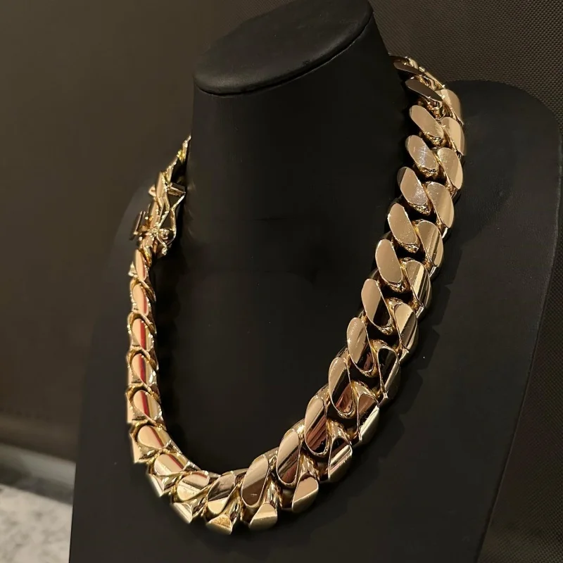 

30mm Cuban Chain Hiphop Gold Plated Curb Custom Cuban Necklaces 925 Sterling Silver Cuban Link Chain