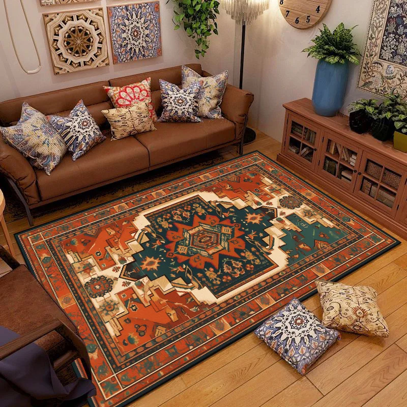 Retro Morocco Style Carpets for Living Room Persia Bedroom Decoration Rugs Anti-slip Washable Floor Mats Cloakroom Lounge Carpet