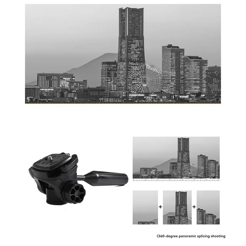 Tripod Head Camera 3/8in 1/4in Thread with Quick Release Plate Adjustment 360 Degree Rotating Tripod DSLR for Monopod-A32R