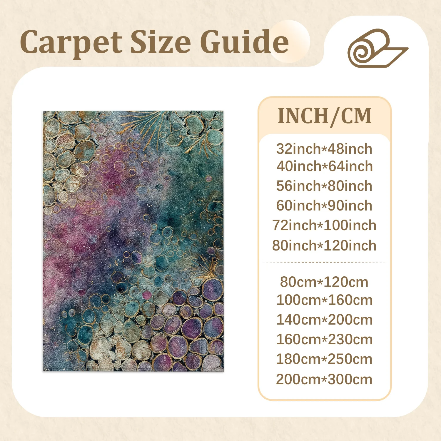 Large Indoor Area Rug, Soft Velvet Low Pile, Non-Slip Dotted Backing Machine Washable, Abstract Purple Teal Bubble Pattern Rug for Living Room Bedroom Home Decor