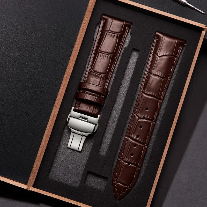 

Genuine leather strap, universal for men's and women's bracelets, butterfly belt, pin buckle, cowhide waterproof
