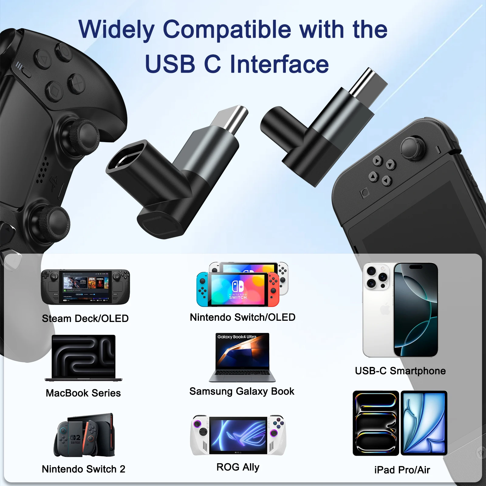 L Shape Type C to Type C 3.2 Adapter USB C Male to USB C Female 100W Fast Charging Converter For iPad MacBook Nintendo Switch