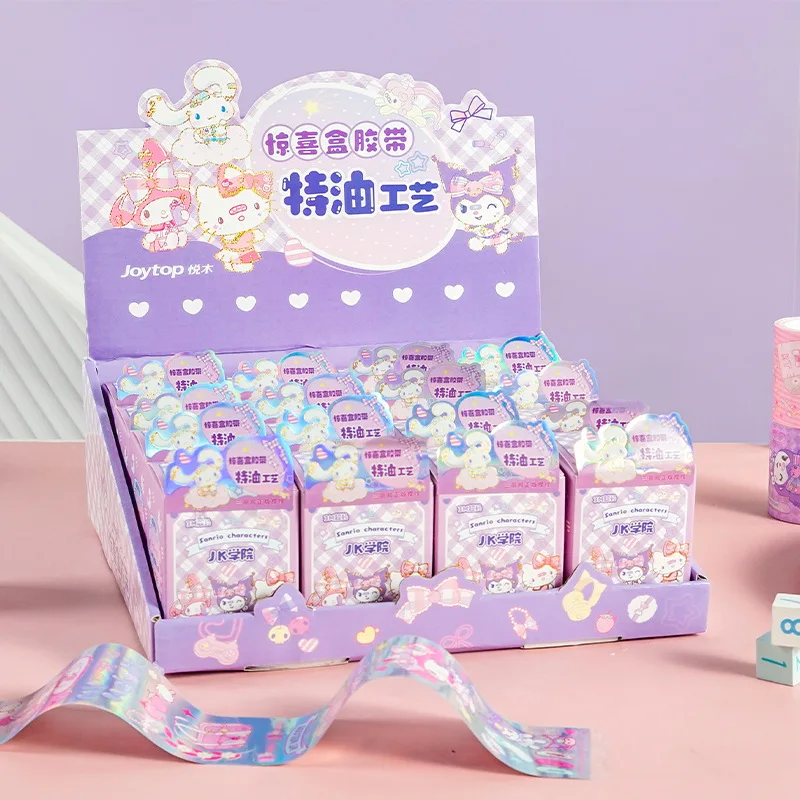 

16pcs Sanrio Anime Cinnamoroll Special Oil Tape Student Cute Cartoon Kuromi Handbook DIY Decor Stickers Blind Box Stationary