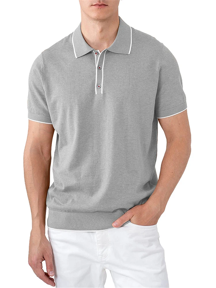 Men's polo shirts altairega 100% cotton men's business casual top classic polo shirt with three buttons