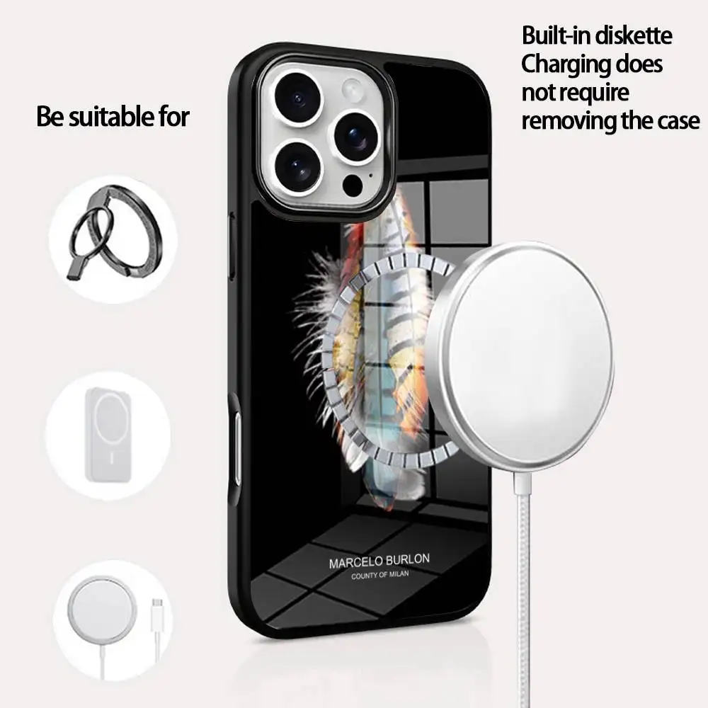 

M-Marcelo Burnlons Phone Case For IPhone 16 15 14 13 12 11 Pro Max Plus Mini Magsafe Mirror Wireless Magnetic Cover