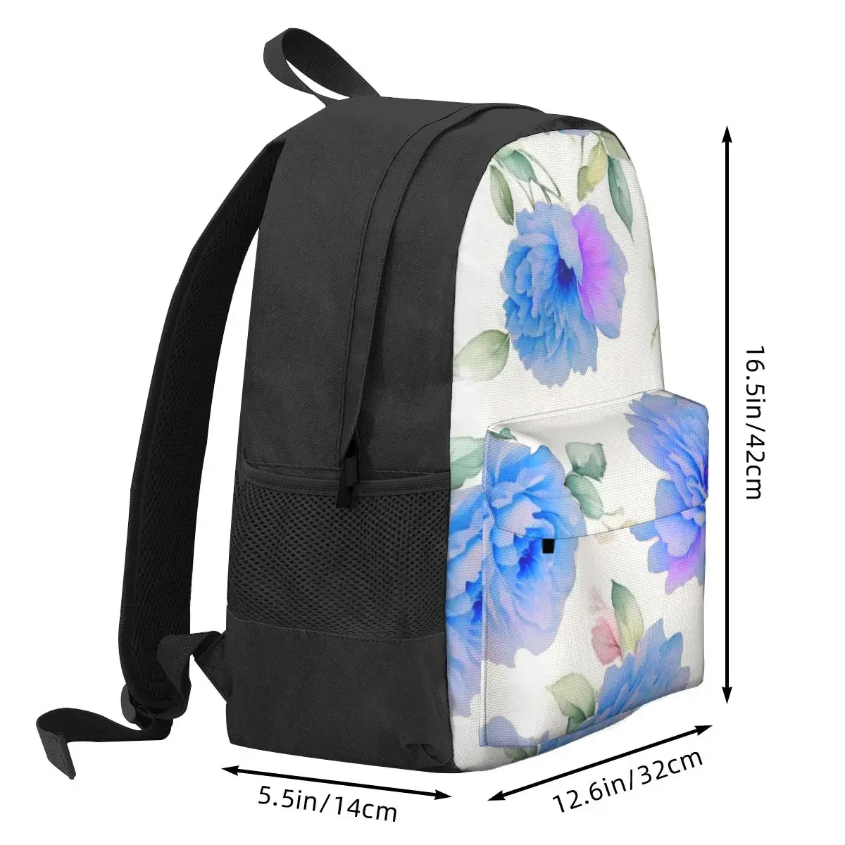 Romantic Vintage Blue Lavender Lilac Pink Flowers Floral Backpacks Bookbag School Bags Rucksack Travel Rucksack Shoulder Bag