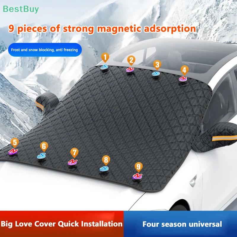 Winter Car Window Snow Cover Large Size Magnetic Car Windshield Snow Cover Anti Freeze Snow Windshield Covers Glass Sun Visor