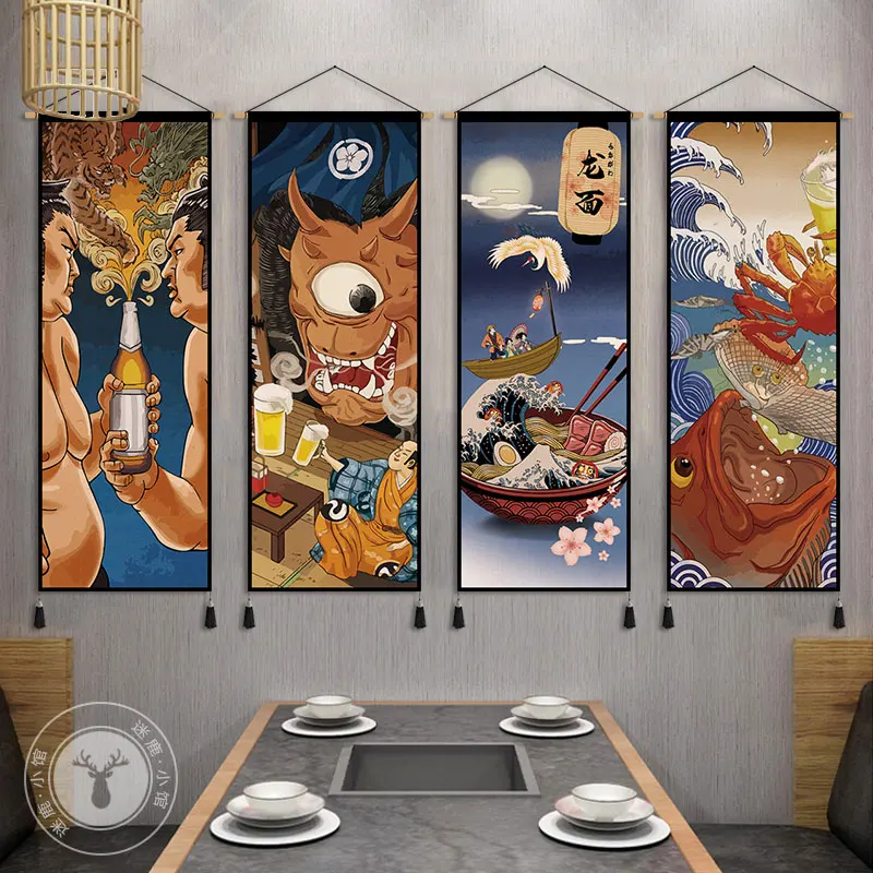 

Japan Style Ukiyoe Decor Scroll Wall Paintings Geisha Room Decor Aesthetic Tapestry Restaurant Decoration Wall Art Anime Poster