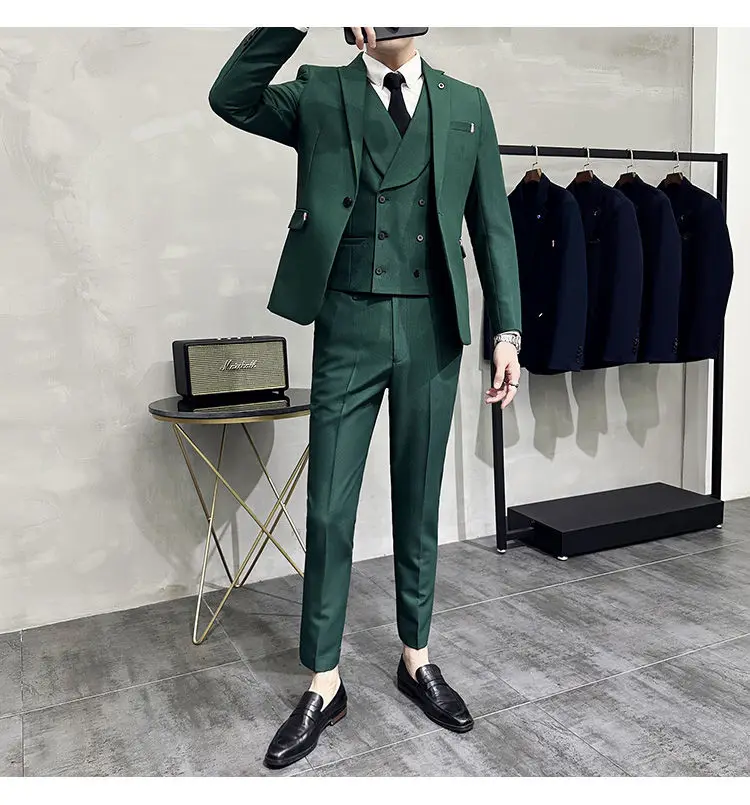 2-B14 High-end commuter handsome casual small suit formal dress jacket British slim business suit for men