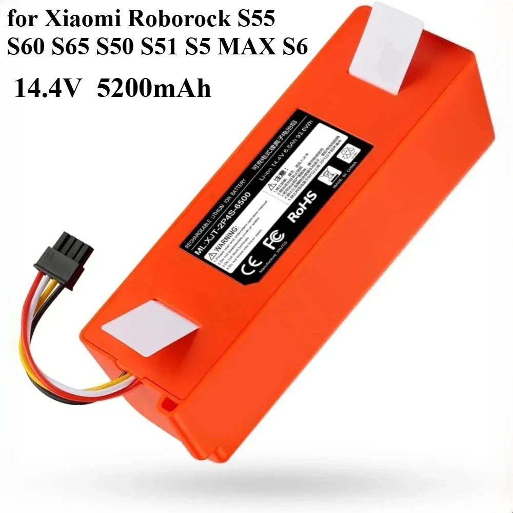 

Aleaivy 6500mAh BRR-4S2P-5200S Robotic Vacuum Cleaner Replacement Battery for Xiaomi Roborock S55 S60 S65 S50 S51 S5 MAX S6