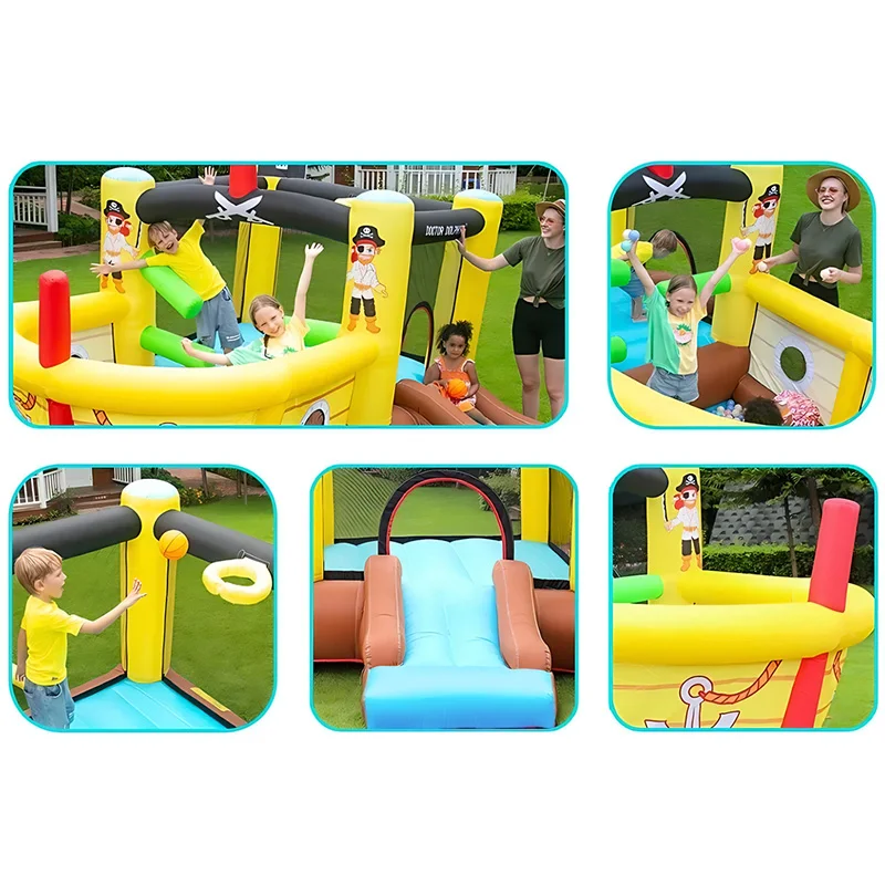 المنزل الجديد استخدام نطاط نفخ سفينة القراصنة الترامبولين المدمجة لعب الأطفال القلعة نفخ القلعة الشريحة