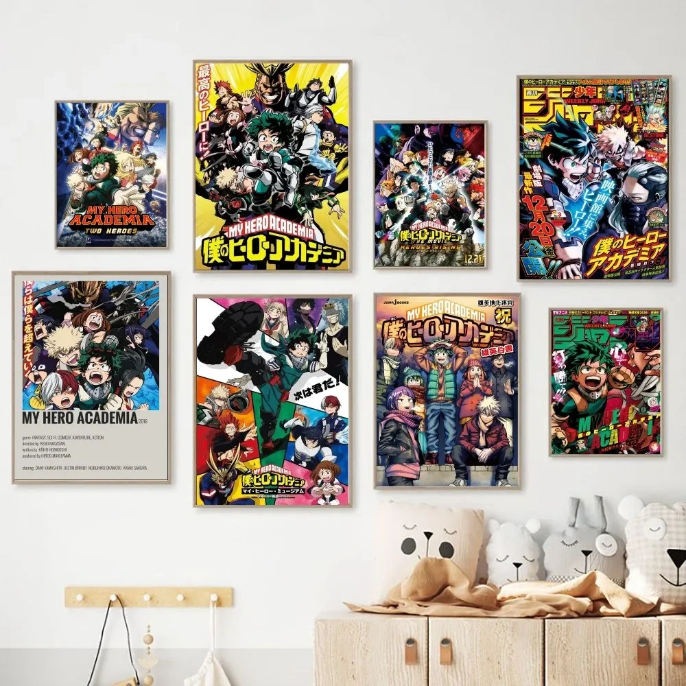 Hot Anime My Hero Academia Poster Kraft Club Bar Paper Vintage Poster Wall Art Painting Bedroom Study Stickers