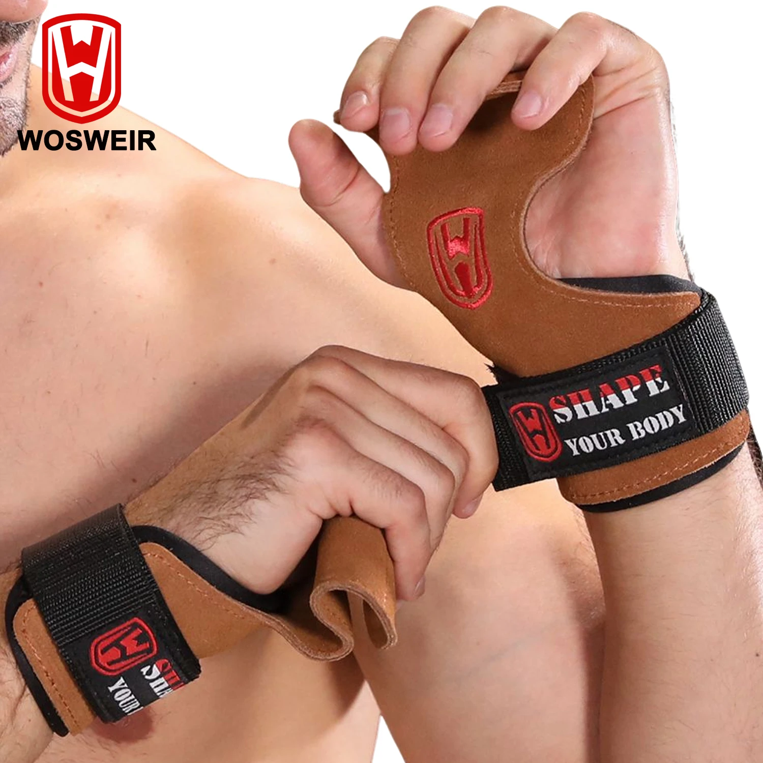 WOSWEIR-Gym Horizontal Bar Gloves for Weight Lifting Training Sports Crossfit Fitness Bodybuilding Workout Palm Protector