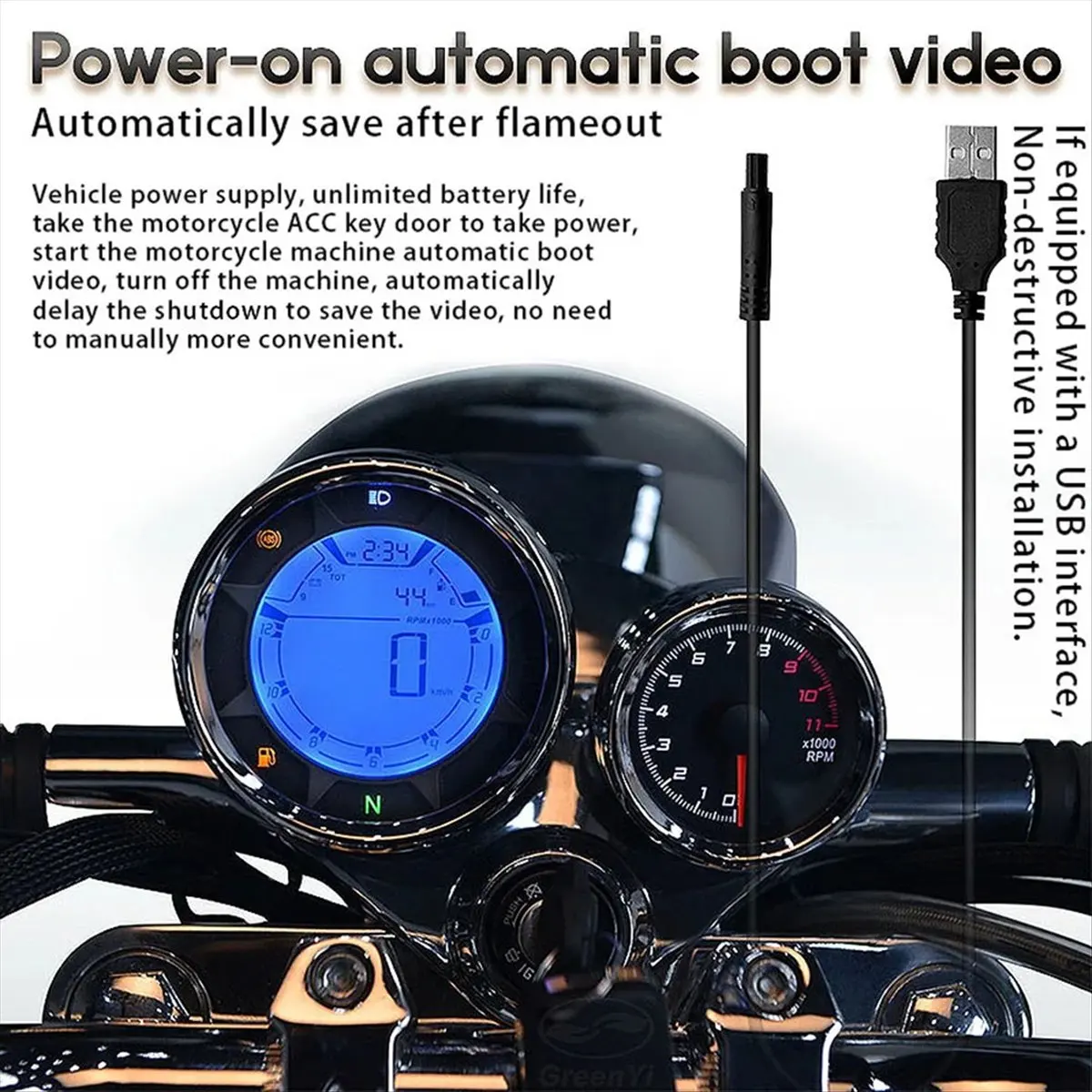 (DT37) WiFi Motorcycle DVR Dash Cam 1080P+1080P Full HD Front Rear View Waterproof Motorcycle Camera GPS Logger Recorder Box(B)