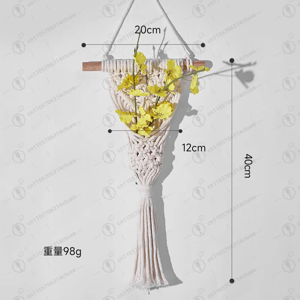 Nordic ins hand-woven dried flowers decorative mesh pockets, room background wall entrance pendant woven tapestry