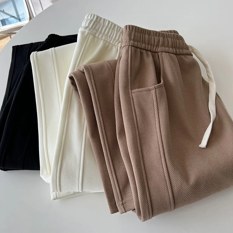 Women's Fashion Solid Color High Waist Drawstring Banana Wide Leg Pants Summer Korean Thin Versatile Casual Sports Pants