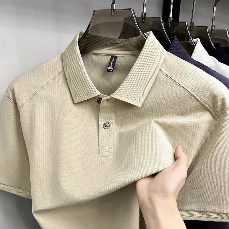Luxury trend short sleeve summer polo shirt high-end classic solid color breathable versatile T-shirt business casual men's wear