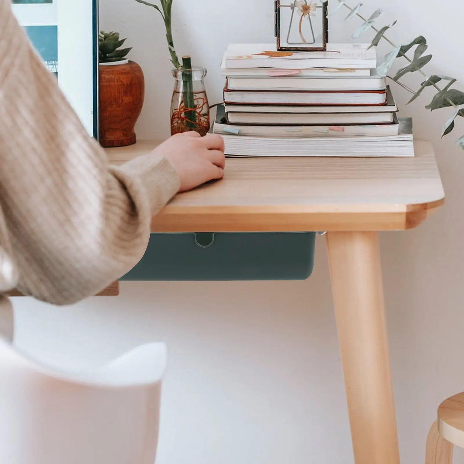 

Скрытый выдвижной ящик под столом, контейнер премиум-класса для хранения ручек, кабелей, бумаг, клейких материалов, органайзер под столом, 1 шт.