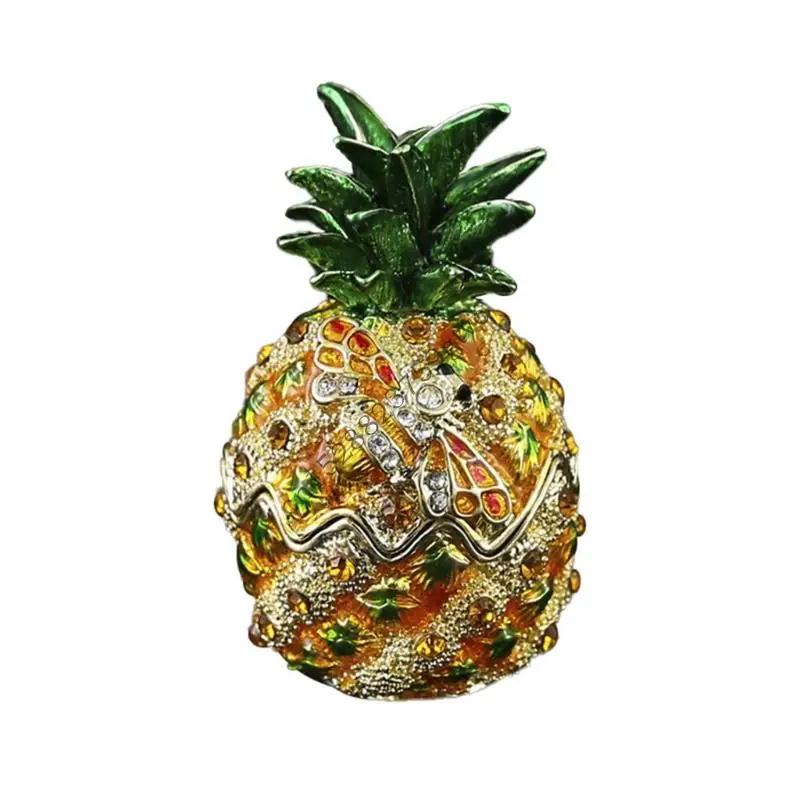 

D0UF Органайзеры для ювелирных изделий с бриллиантами и ананасовой тематикой, металлическая коробка с устойчивым к царапинам