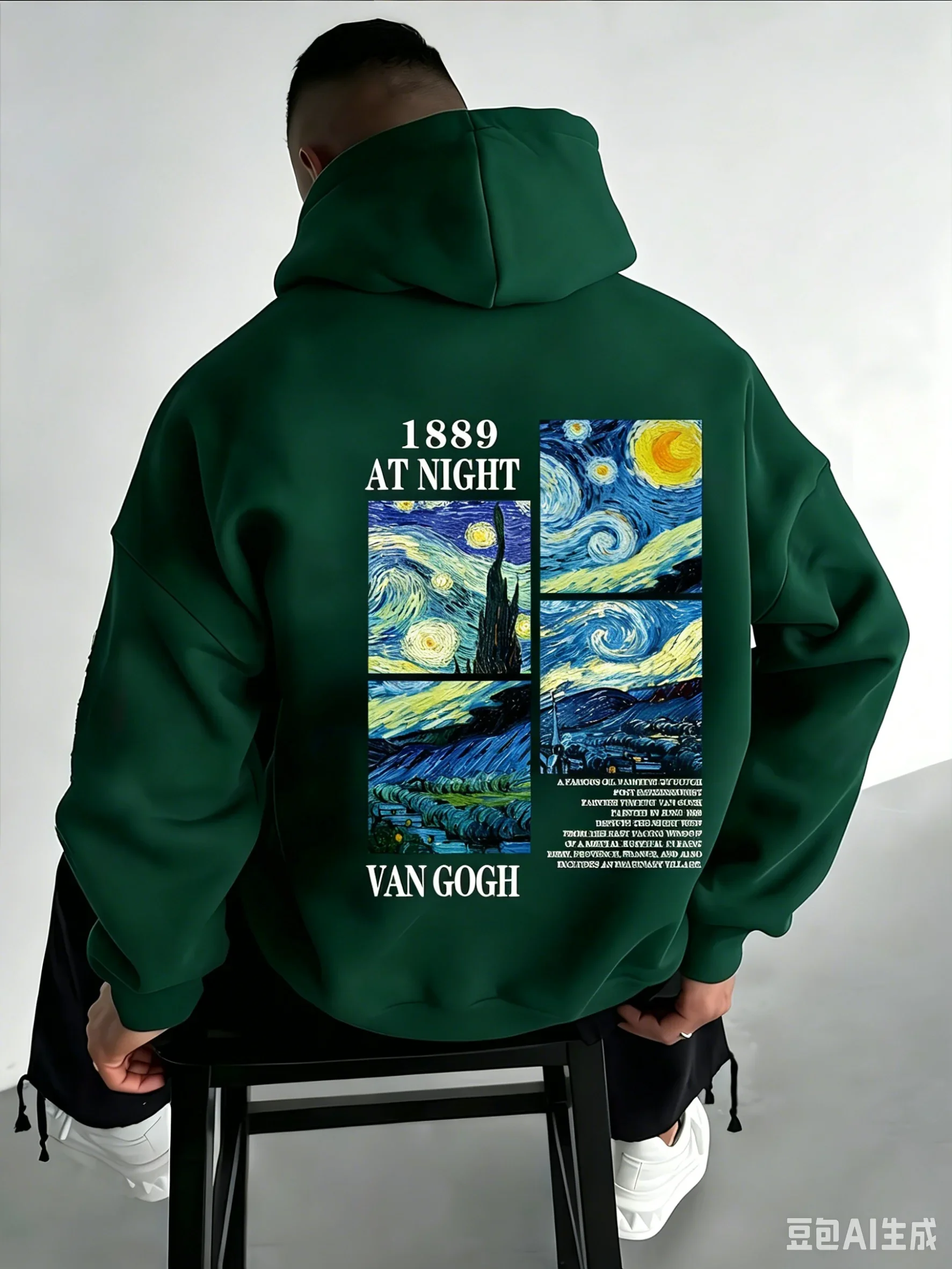 Herren Van Gogh "Die Sternennacht" Kapuzenpullover 1890 Kunstdruck Locker Sitzend Lässig Warm Herbst-Winter Casual Modebekleidung – Detail 4
