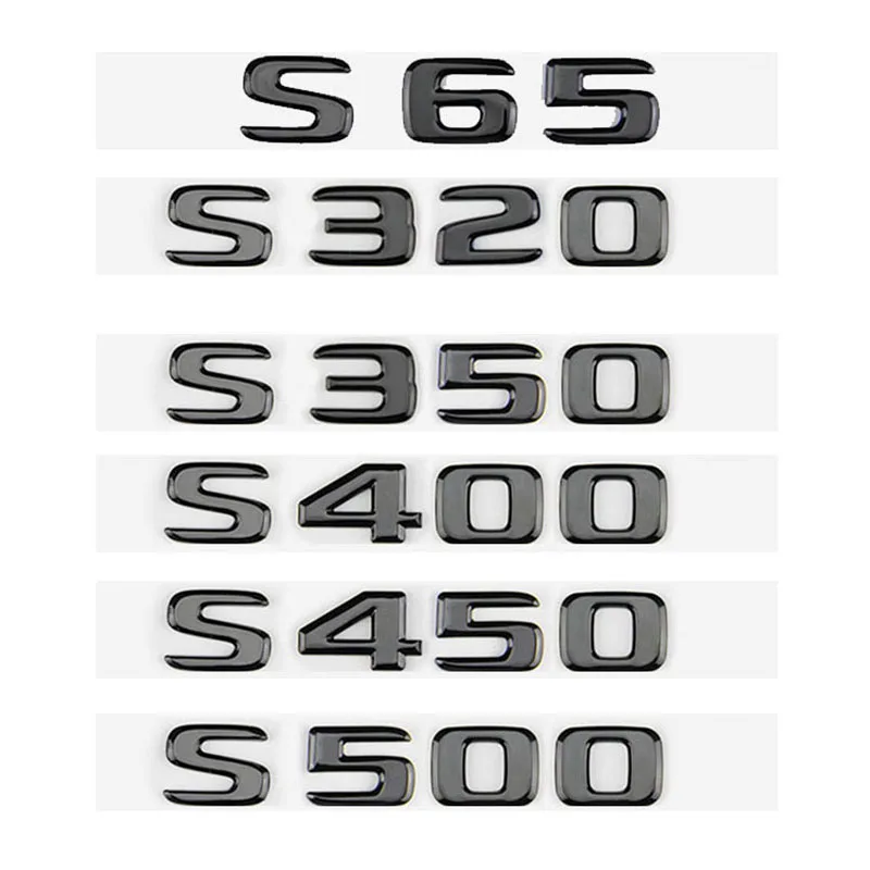 

New Flat Bright Black 3D ABS Emblem Badge Car Body Rear Trunk Stickers For Mercedes Benz S63 S65 S320 S350 S400 S450 S500 4MATIC