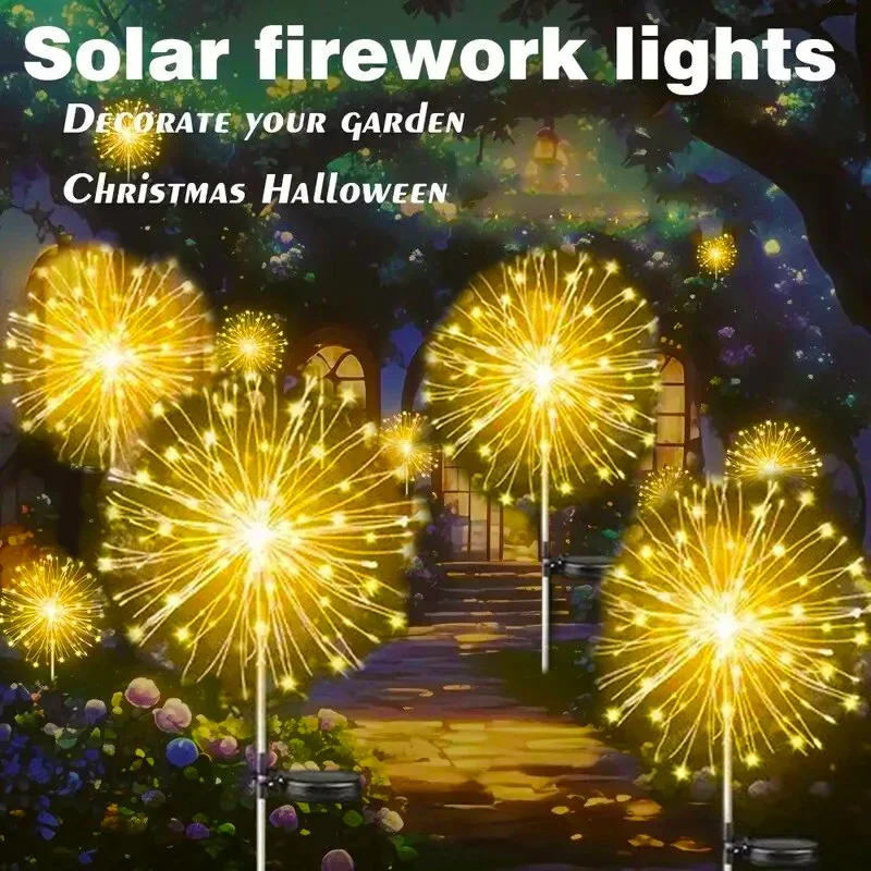 

Solar Fireworks Lights Outdoor Decorations Garden Fairy Light Waterproof for Yard Decor Starburst Lighting Patio Pathway Lawn