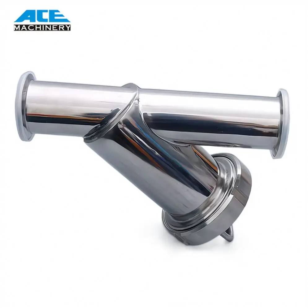 Food Beverage Solid Particles Fluid Strainer Stainless Steel 304 316L Sanitary Weld Angle Type Water Oil Filter