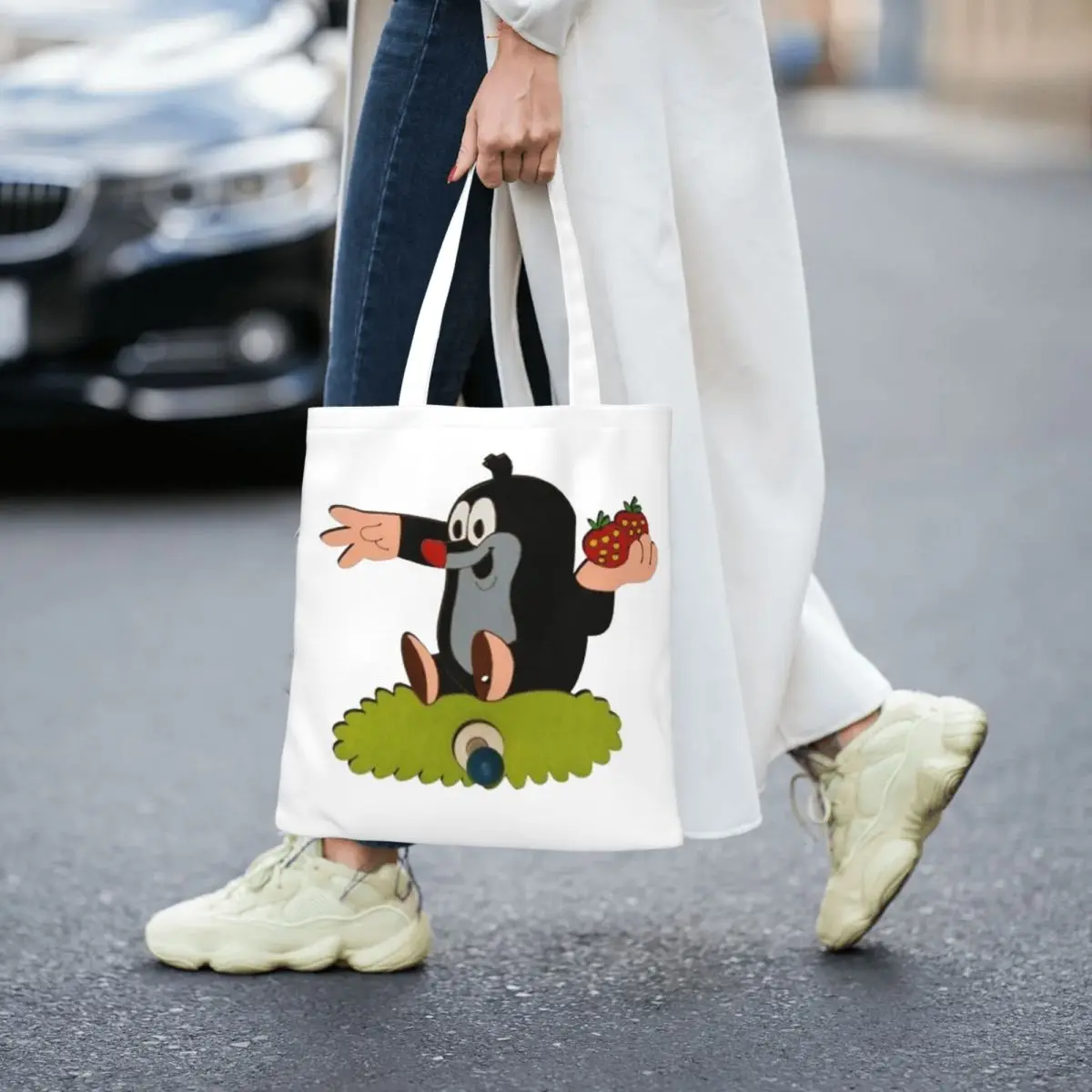 Mole Happy Krtek Shopping Bags Reusable Canvas The Tote Bag Women Shoulder Tote Travel Handbag