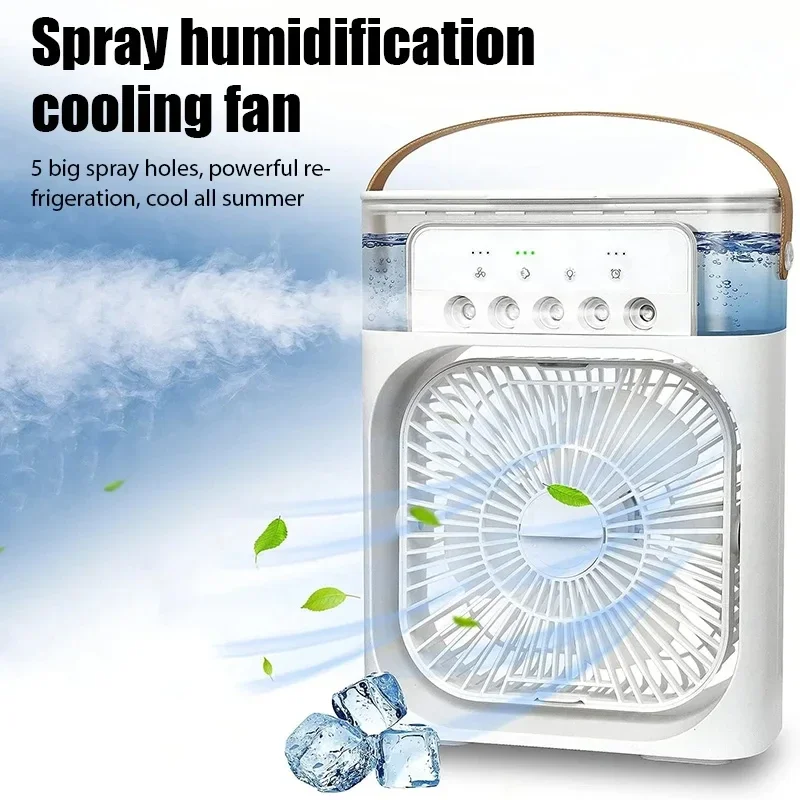 3 in 1 Air Conditioner Fan Air Cooler USB LED Night Light Portable Household Cooling Fan Ventilation Mini Fan Air Humidifier