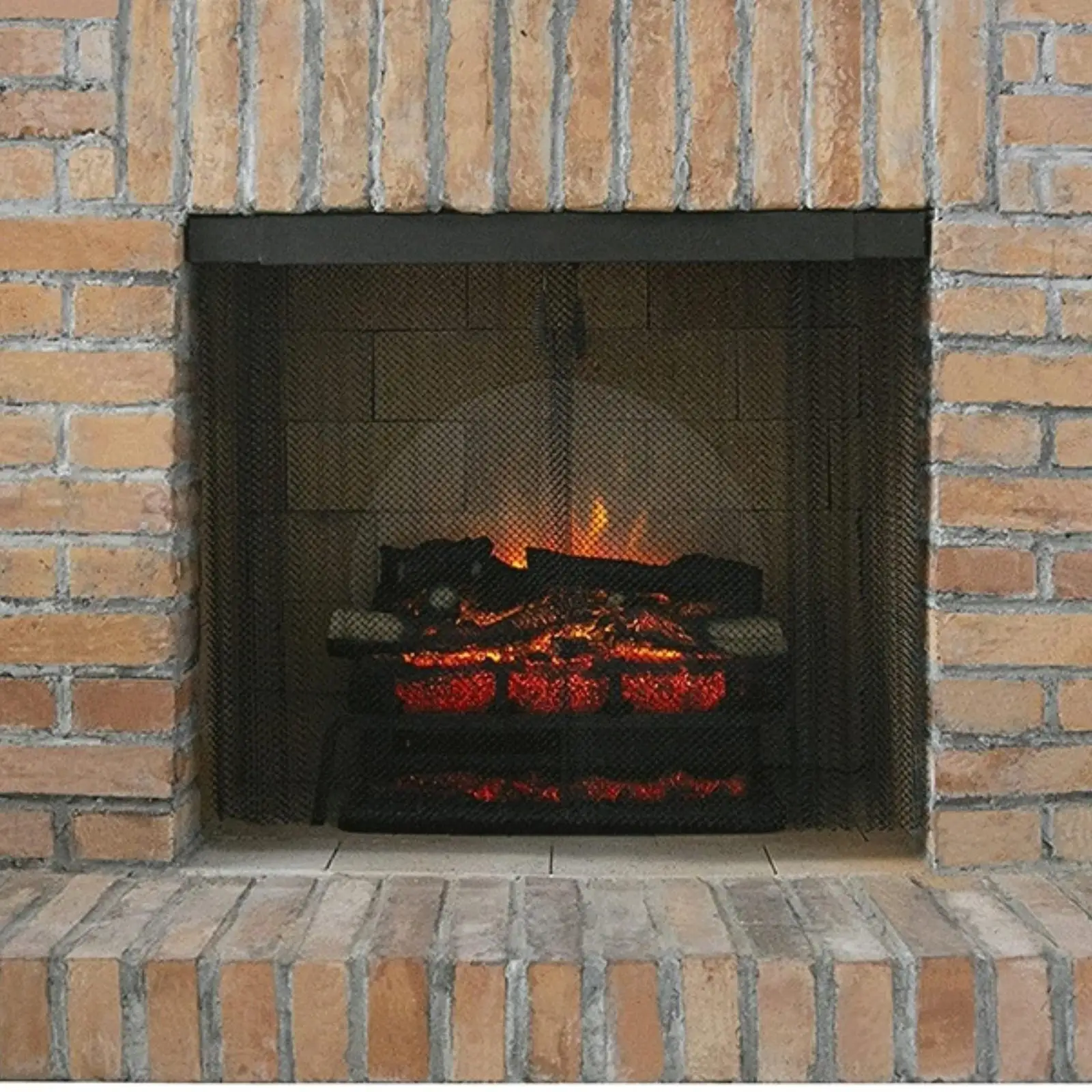 Fireplace Spark Screen Curtain Black Steel Mesh for Wood Burning Fireplace Floor Protection