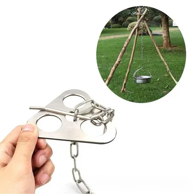 

Campfire Support Plate with Adjustable Chain Turn Branches into Campfire Tripod for Outdoor Cooking Hanging Cookware
